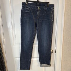 White House Black Market Size8 Denim Dark Wash Ankle Cropped Jeans Some Stretch!